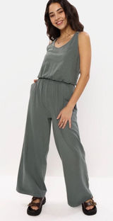 Aerie | Women's Olive Green Smocked Racerback Jogger Jumpsuit, Size XS Photo 0