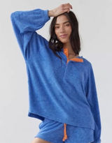Urban Outfitters Sz L Purple Oversized Soft‎ Terrycloth Popover Sweatshirt Swim Cover Up Photo 0