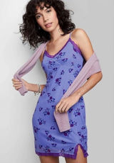 Wild Fable Purple Floral‎ Mesh Lace Trim Slip Mini Dress Womens Small VN1042782 Photo 0