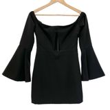 NEW NBD Womens S‎ Little Black Mini Dress Bell Sleeves Off Shoulder Cut Out Photo 0