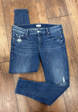 Mother Jeans The Looker Ankle Crop Zip Low Rise Skinny Jeans 31 Distressed 35x28 Photo 0