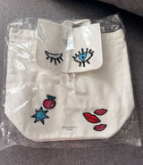 Nina Ricci Cream Canvas Tote with Colorful Patches Photo 0
