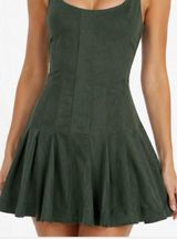 En Saison Delphine Faux Suede Pleated Fit and Flare Mini Dress‎ Size Small Fall Photo 0