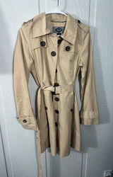 Green Envy Khaki Belted Trench Coat Size Medium EUC Photo 0