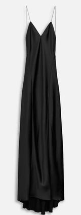 Zara 50th Anniversary Black Satin Maxi Dress Gown Low Back Luxury Formal Runway Photo 0