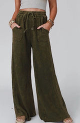 Three Bird Nest Relaxing Robin Wide Leg Pant Olive Green Size Large Photo 0