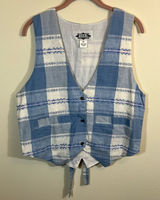 ✨ Vintage Ride Blue‎ White Plaid Western Vest Medium Nepal Photo 0