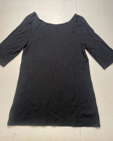 Basic Black Old Navy Top Low Back Cut Women Sz M 3/4 Sleeve Scoop Neck Photo 0