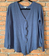 AE American‎ Eagle Womens Medium Cardigan Blue Waffle Knit Button Front Sweater Photo 0