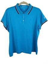 Nike Golf Dri-FIT Polo Shirt Womens XL Blue Short Sleeve Textured Dot Photo 0