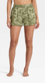 Wild fable Camo boxer Elastic Waist Women’s Lounge Shorts Olive Camo small Photo 0