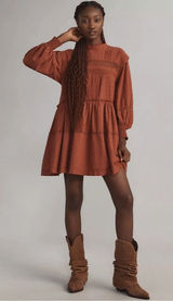 Anthropologie‎ Pilcro Long Sleeve Mock Neck Swing Mini Dress Womens Size XS Photo 0