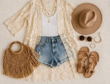 Miss Me Women's S Ivory Crochet Lace Long Duster Cardigan Cottagecore Etherreal Photo 0
