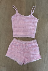Pink Ruffled Lounge Set Size XS Photo 0