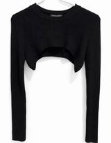 NWT Cotton Candy Large Black Long Sleeve Cut Out Crop Top Photo 0