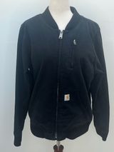 Carhartt Women’s Black Canvas Bomber Full Zip Utility Pocket Jacket Large 12/14 Photo 0