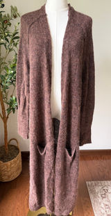 Free People Alpaca Blend Duster Cardigan Santa Cruz Longline Oversized Brown XS Photo 0