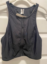New Black J Crew Swim Top Bikini Zippered Photo 0
