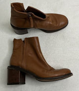 Franco Sarto Kessa Brown‎ Leather Side Zip Block Heel Ankle Boots Women 7.5 Photo 0