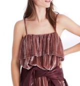 Crushed Velvet Ruffle Cami Top Blush pink, size Large Photo 0
