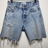Moussy Vintage Women Cotton Denim‎ Shorts Light Blue Distressed Raw Hem Western Photo 0