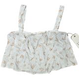 Billabong Womens White Abstract Floral Print Crop Top Tank‎ S Cotton Linen Photo 0