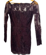 Tobi‎ Women's XS Mesh Sleeve Cocktail Mini Dress Deep Burgundy Lace Whimsigoth Photo 0