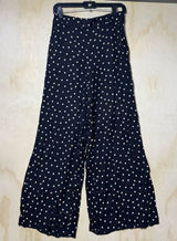 H&M Polka Dot Wide Leg Pants Women's US 6 Black High Rise Flowy Palazzo Photo 0