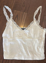 Brandy Melville Tank White Lace Crop Photo 0