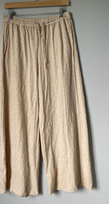 Aerie Wide Leg Relaxed Fit Lounge Sweatpants High-Waist Tan Beige Womens Medium Photo 0