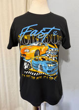 Fast & Furious Graphic Women T-Shirt S Black Toyota Supra Nissan Skyline Racing Photo 0