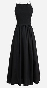 J. Crew Friday Cotton Poplin Dress Size Large Petite smocked Black Photo 0