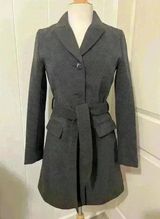 Vintage H&M Trench Coat Gray Size 6 Excellent Used Condition Photo 0