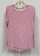 Loft Pink Textured Slub Knit Long Sleeve Crew Neck Sweater XS Pastel Casual Photo 0