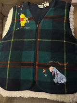 Disney Vest Womens L Winnie The Pooh Tartan Plaid Fleece Embroidered Vintage. Photo 0