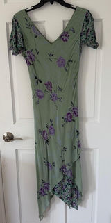 vintage 90s/y2k fairy boho Eva Blue green & purple beaded floral midi dress sz 6 Photo 0