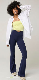 OFFLINE by Aerie Real Me Flare Leggings Navy Blue Crossover High Waist XS Photo 0