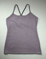Lululemon Purple Striped Built-In Bra Tank Top Size 8 Shelf Bra Athletic Photo 0