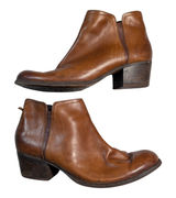 Clarks Maypearl Ramie Cognac Brown Leather Block Heel Zip Up Ankle Boots Sz 11 Photo 0