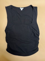Garage Black Square Neck Ruched Tank Top - XS Photo 0