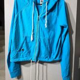 Roxy Blue Cropped Zip-Up Hoodie Y2K Skater Surf Core Style‎ 474852 Size Large Photo 0