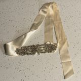 Ivory‎ Satin Bridal Sash Belt with Crystal Rhinestone Floral Applique Wedding Photo 0