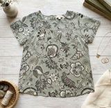 Loft Outlet Sage Green Floral Paisley‎ Ladder Lace Keyhole Back Blouse Large Photo 0