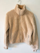 ABERCROMBIE & FITCH Plush Sherpa Beige Fleece Full Zip Jacket Womens Small Photo 0
