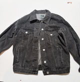 Black Washed Denim Trucker Jacket Oversized Vintage Grunge Streetwear XS Photo 0