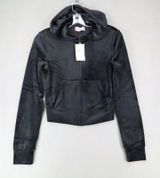 New Juicy Couture Velour Bling Tracksuit Hoodie Pant Black Beauty‎ Size M Set Photo 0