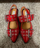 Steve Madden Red Patent Flats with Buckles Size 7 Photo 0