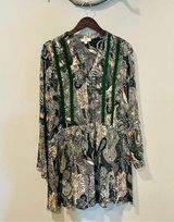 Umgee Green Paisley Floral Drop Waist Dress Photo 0