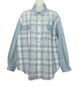 Vintage 90s Paris Sport Club Button Down Shirt FLAWS Women Large Plaid Grunge‎ Photo 0
