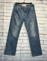 Levi's 514 Blue Straight Leg Jeans Classic SZ 29/29 Bootcut Distressed High Rise Photo 0